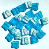 25 11mm Side Drilled Matte Aqua AB Butterfly Beads